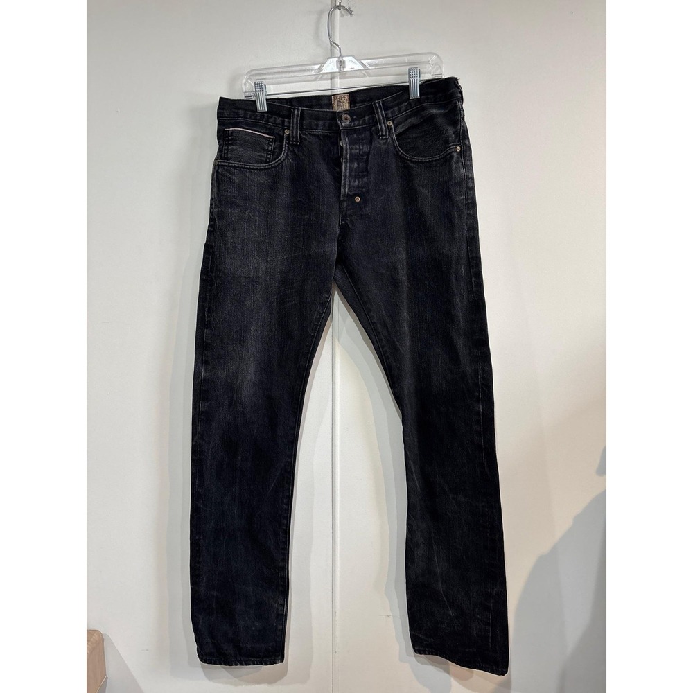 PRPS Jeans Mens 34x33 Black Charcoal Wash Selvage Denim Regular Straight Leg